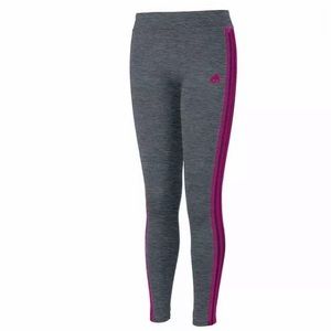 Adidas Girl’s grey with 3 pink stripes Legging (S)